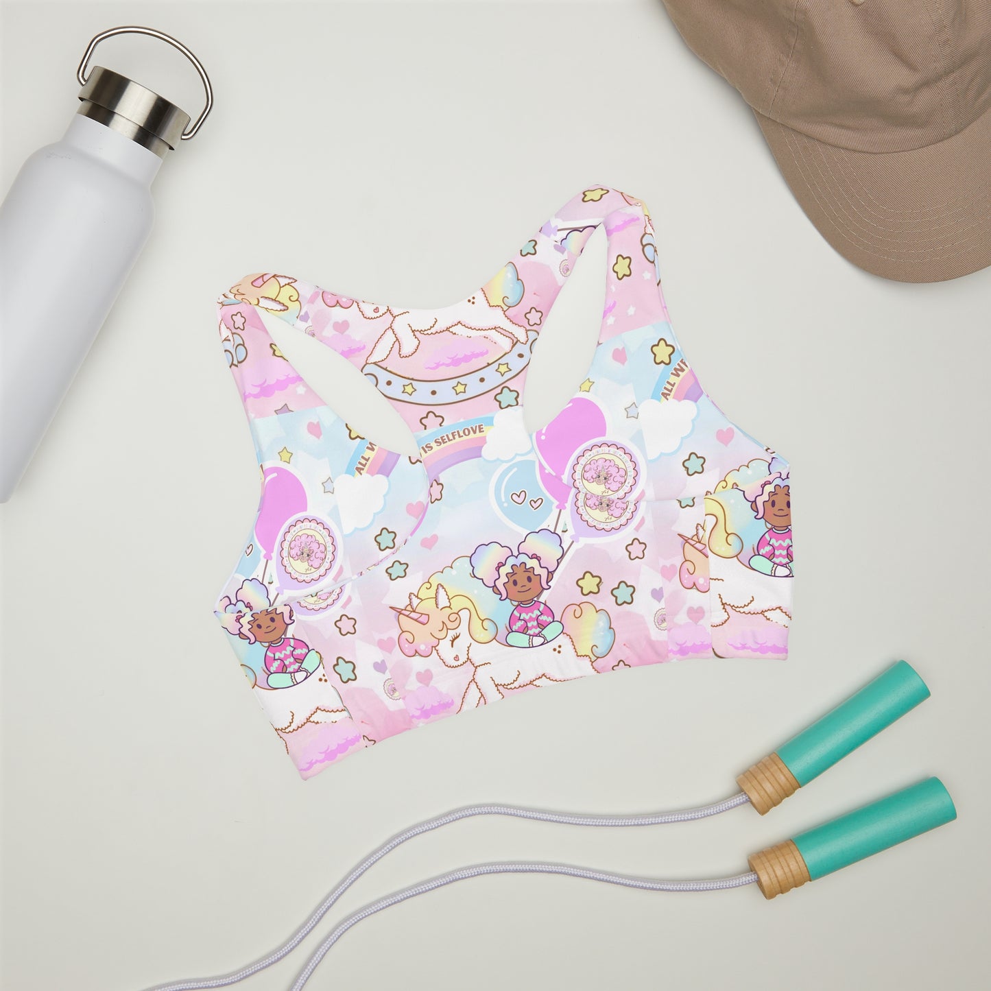 lulove the unicorn Girls' Double Lined Seamless Sports Bra (AOP) health