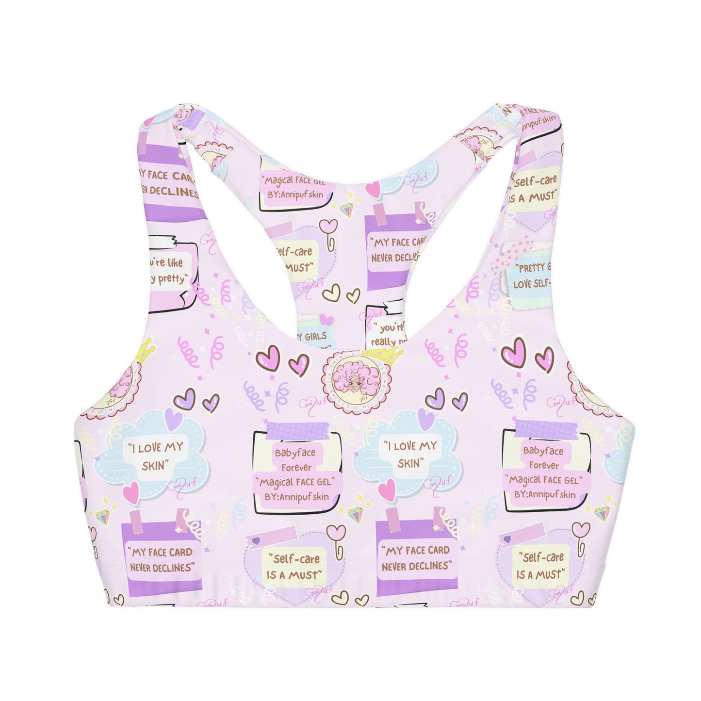 self love Girls' Double Lined Seamless Sports Bra (AOP) wealth