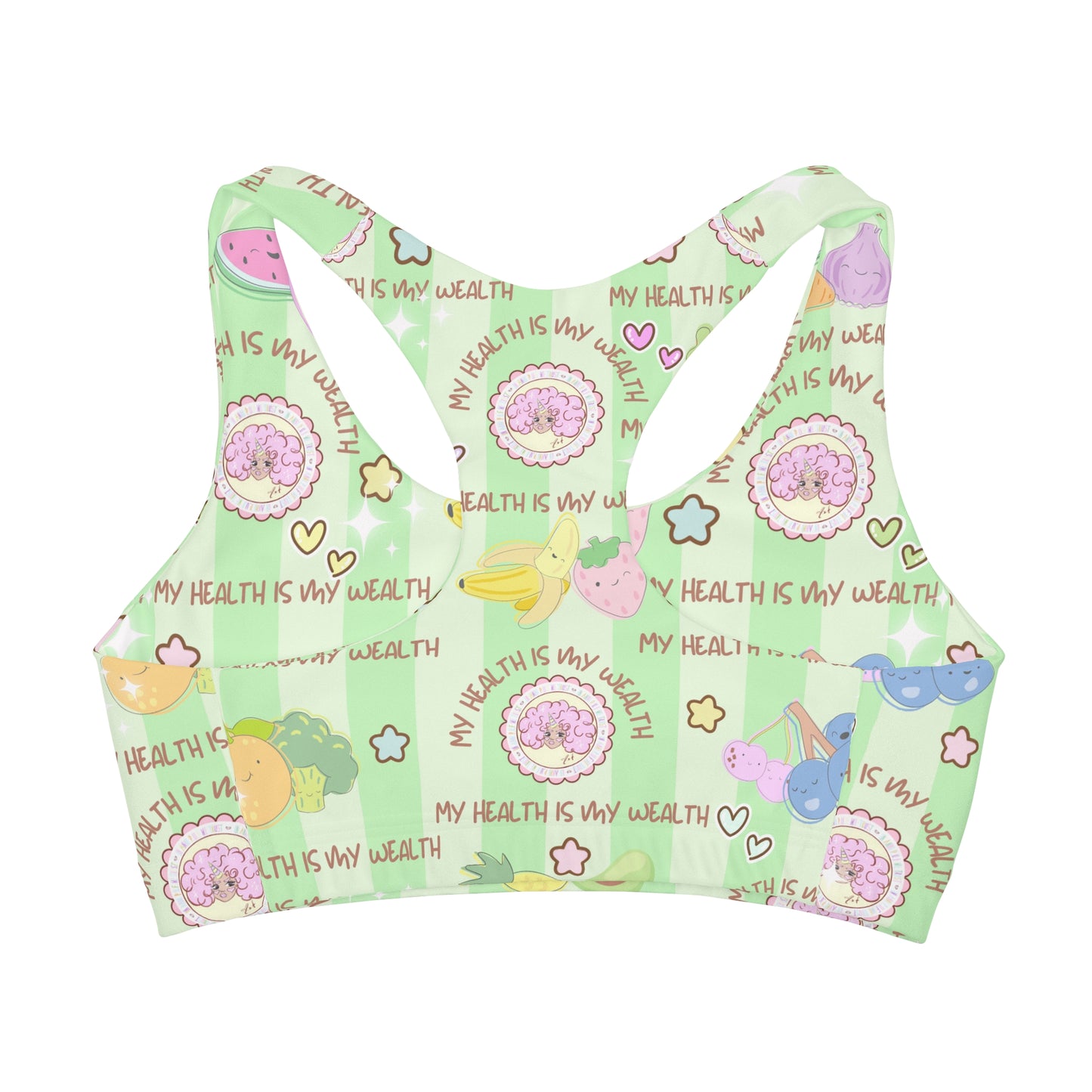 workout girl Girls' Double Lined Seamless Sports Bra (AOP) health